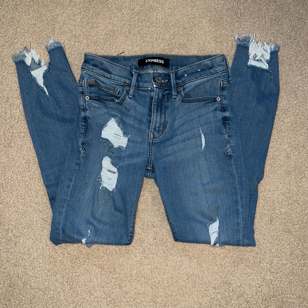 Express Destructed Ankle Jeans / Jeggings